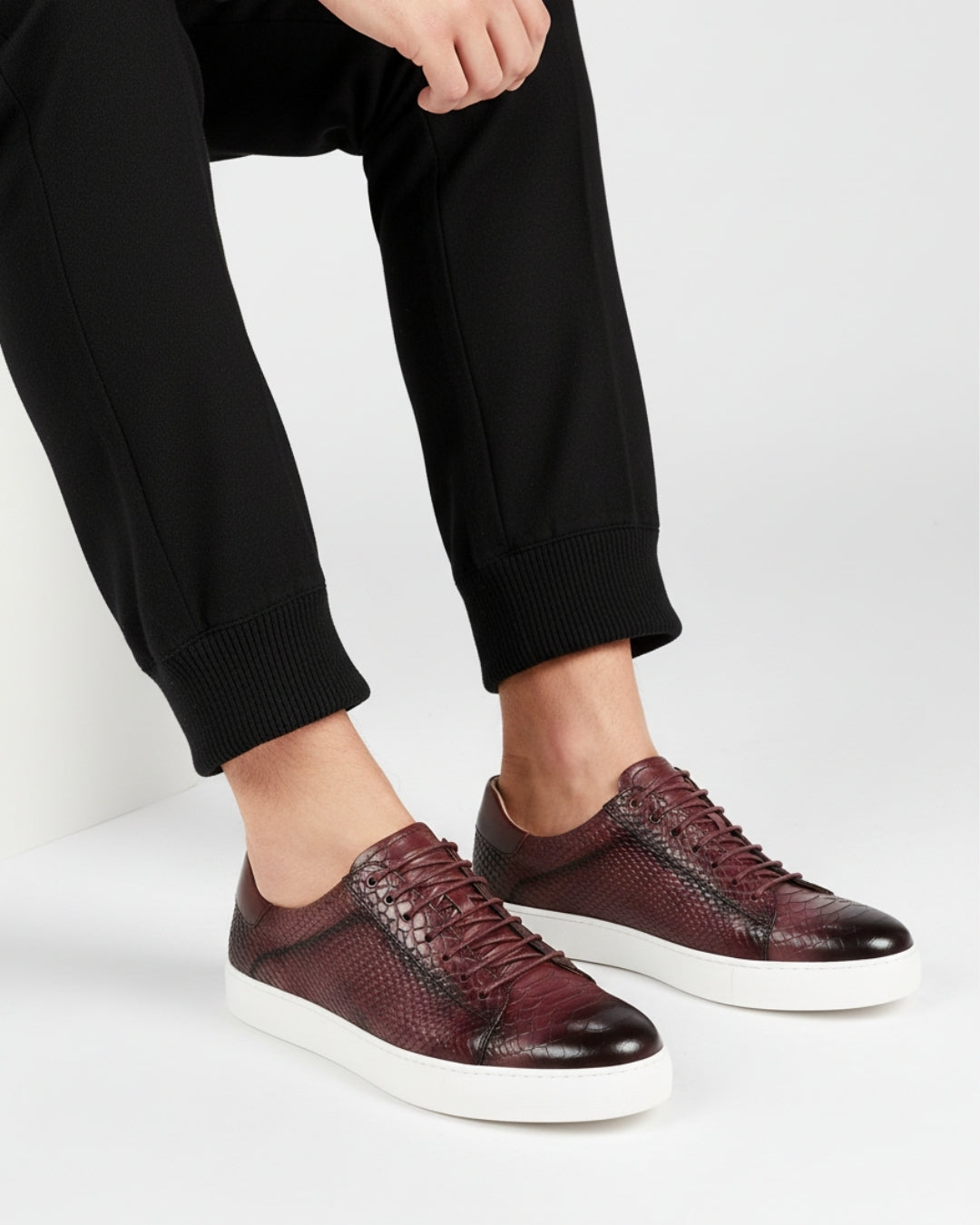 Swamp Leren Sneaker - Bordeaux Croc