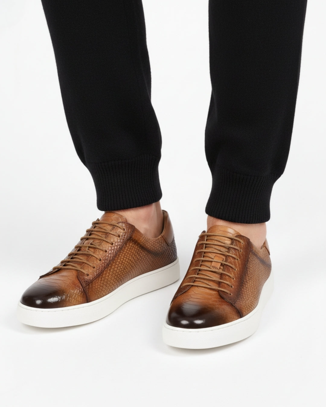Swamp Leren Sneaker - Cognac Croc