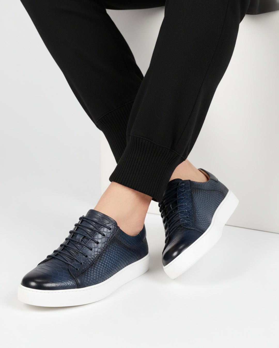Swamp Leren Sneaker - Navy Croc