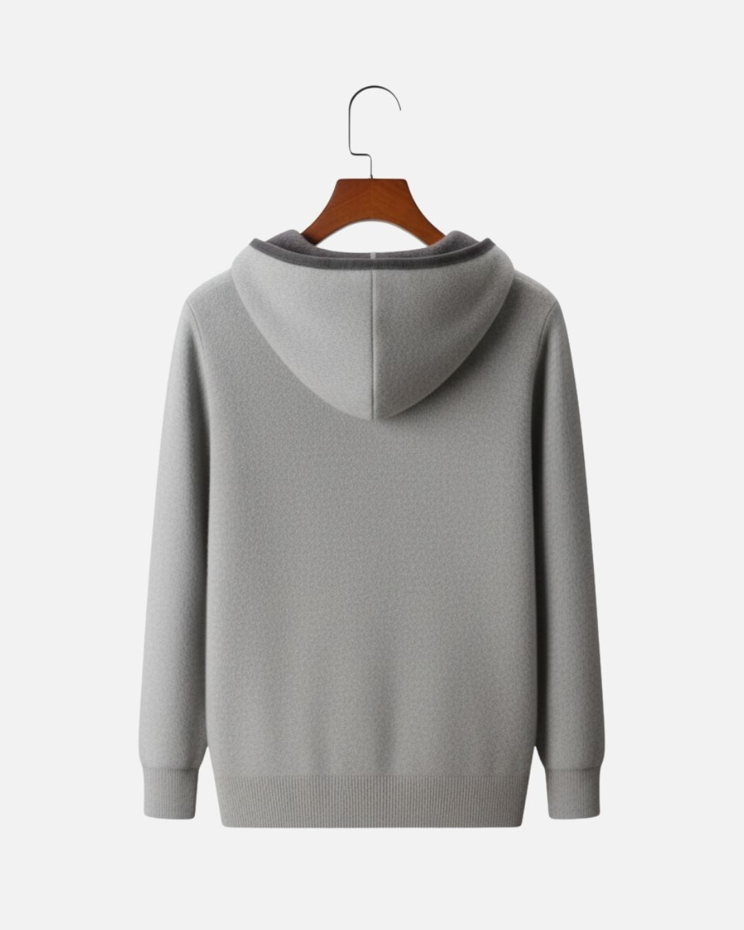 Cashmere Blend Full-Zip Hoodie Two-Tone - Gray