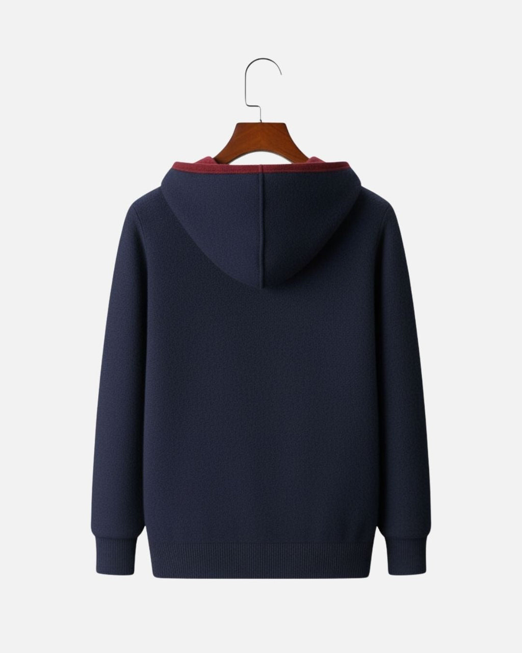 Cashmere Blend Full-Zip Hoodie Two-Tone - Navy