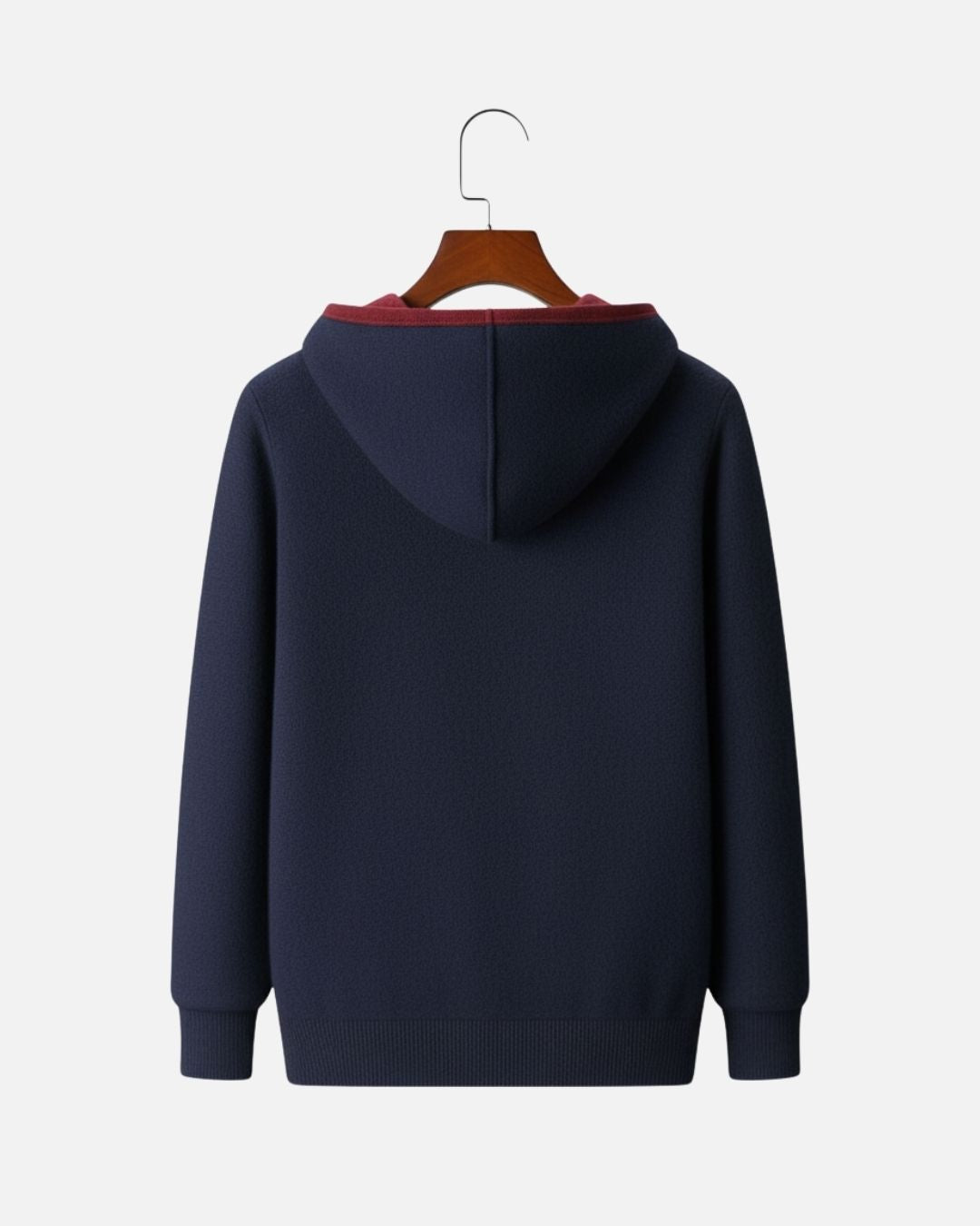 Cashmere Blend Full-Zip Hoodie Two-Tone - Navy