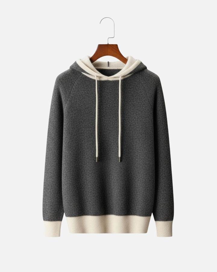 Cashmere Blend Two-Tone Hoodie - Graphite
