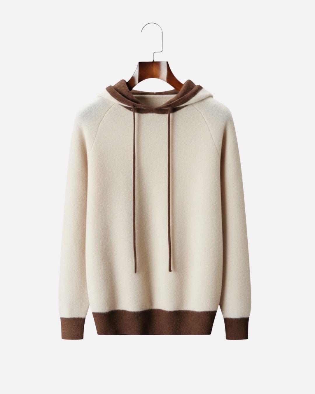 Cashmere Blend Two-Tone Hoodie - Ivory