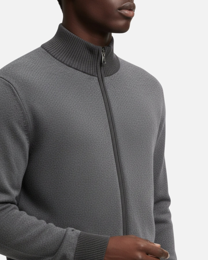 Cashmere Blend Zipper Sweater - Graphite