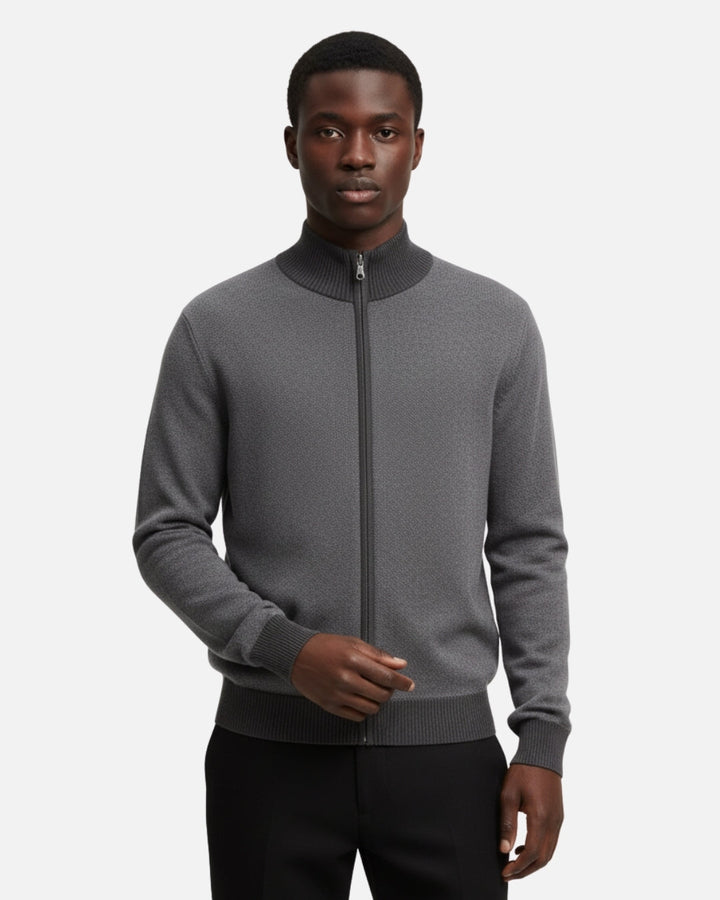 Cashmere Blend Zipper Sweater - Graphite