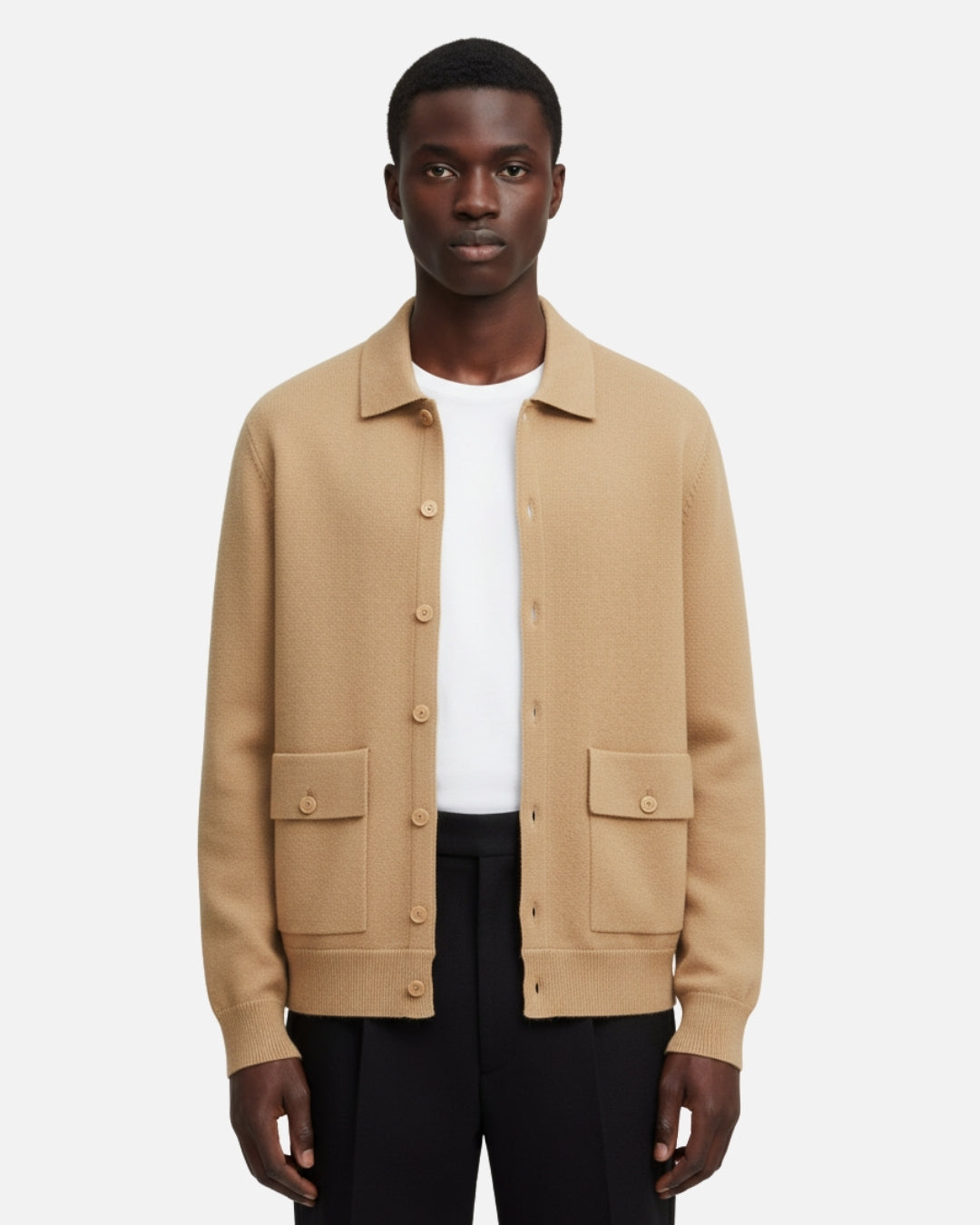 E&E - Merino Wool Luxe Overshirt with Buttons