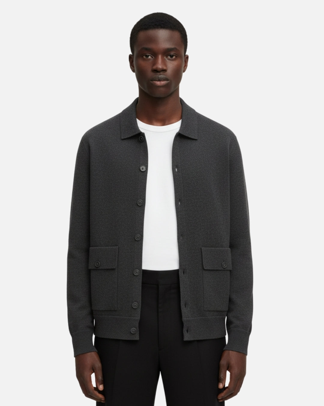 E&E - Merino Wool Luxe Overshirt with Buttons