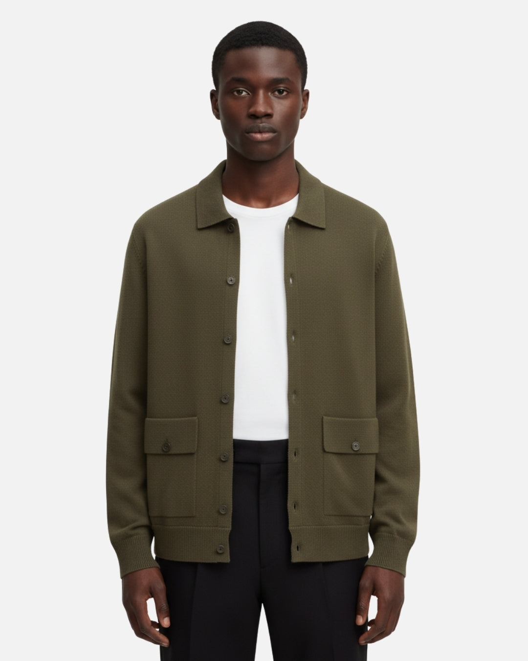 E&E - Merino Wool Luxe Overshirt with Buttons