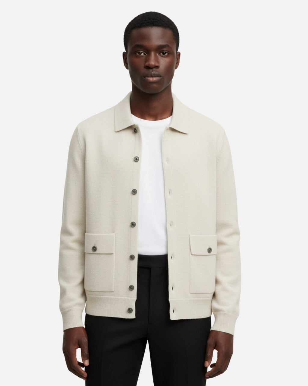E&E - Merino Wool Luxe Overshirt with Buttons