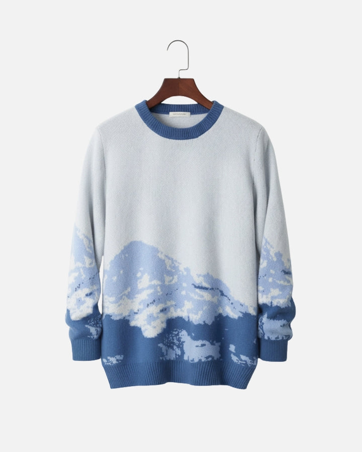 Merino Wool Peak Crewneck - Blue