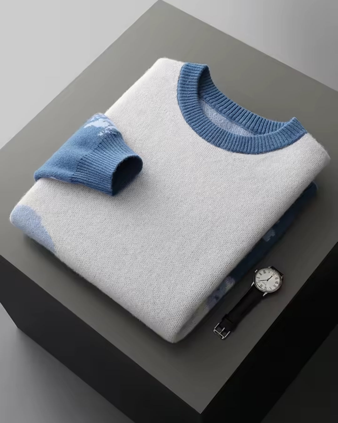 Merino Wool Peak Crewneck - Blue