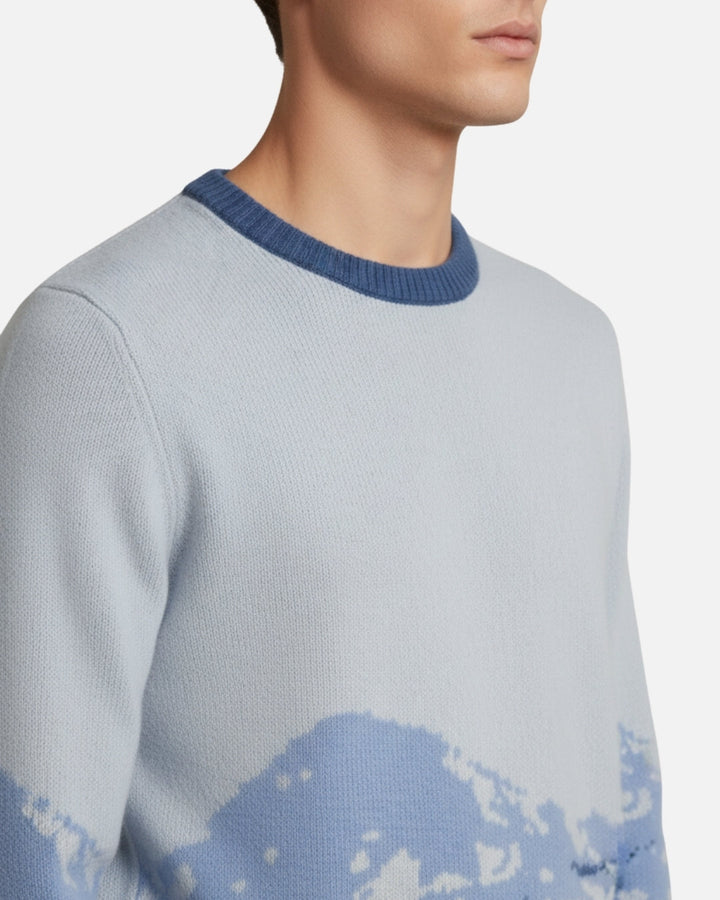 Merino Wool Peak Crewneck - Blue