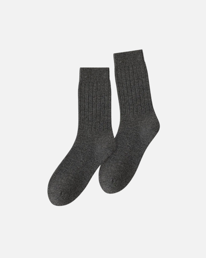 Merino Wool Rib Socks - Graphite