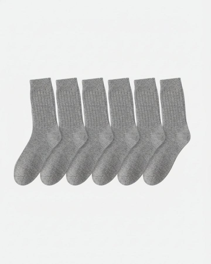 Merino Wool Rib Socks - Gray