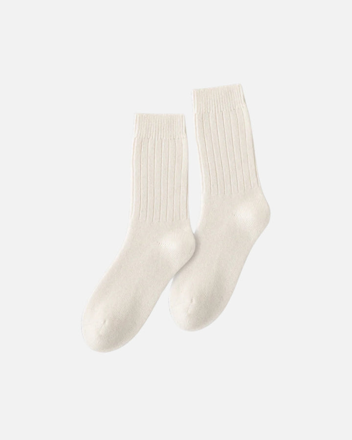 Merino Wool Rib Socks - Ivory