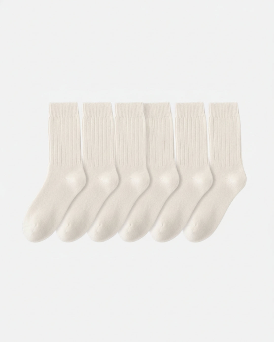 Merino Wool Rib Socks - Ivory