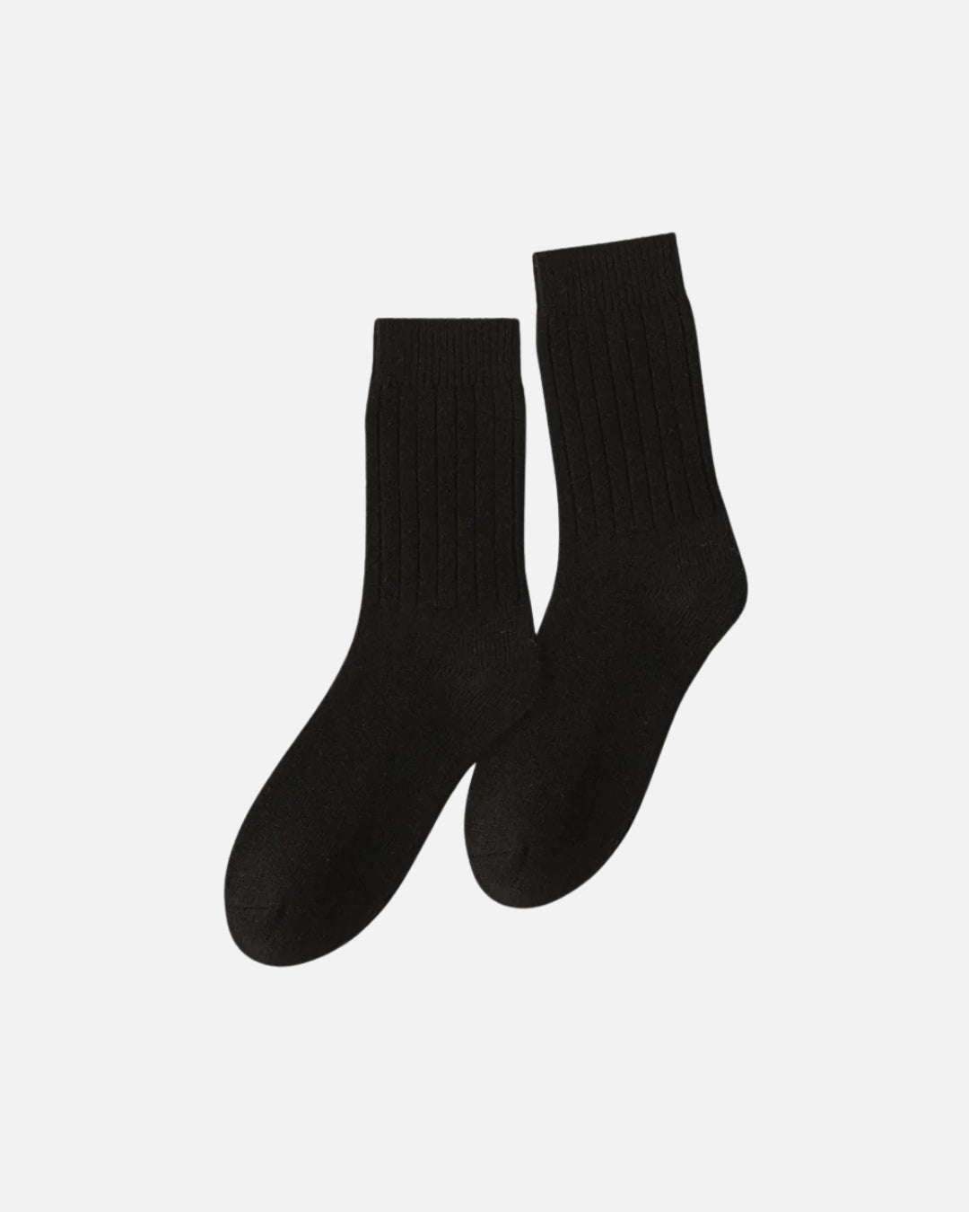 Merino Wool Rib Socks - Black
