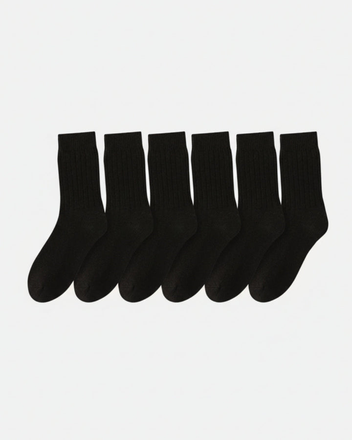 Merino Wool Rib Socks - Black