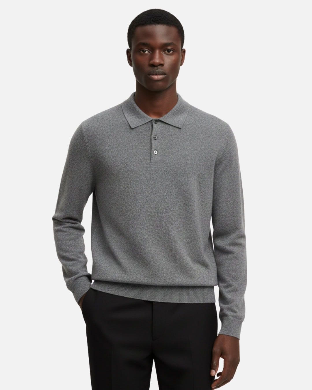 Pure Cashmere Polo - Gray
